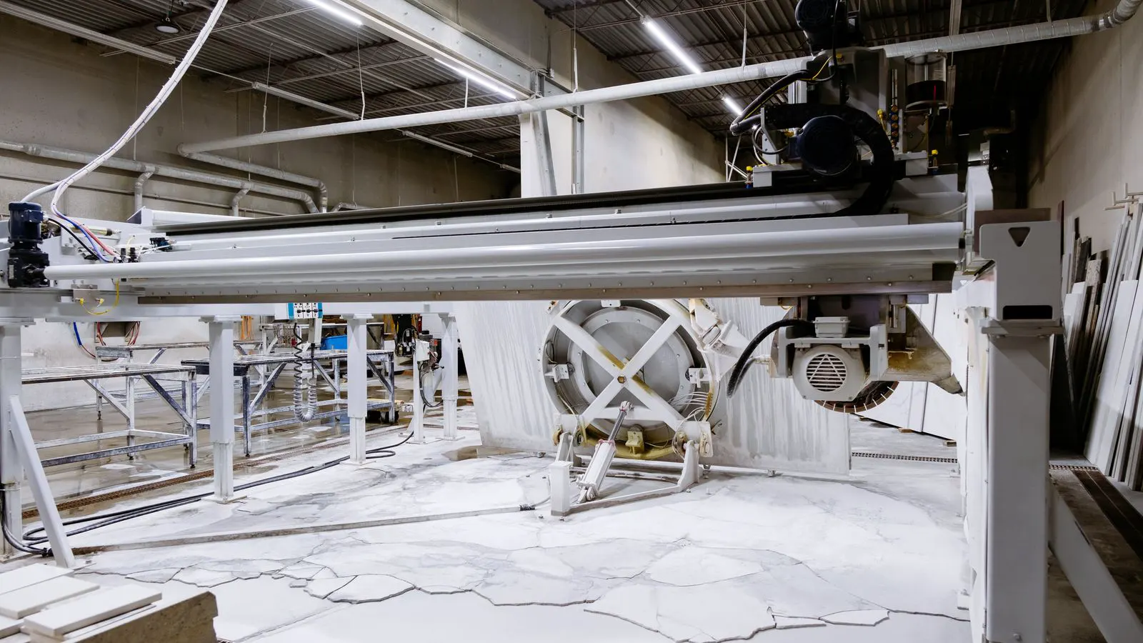 A professional laser cutting machine in a factory setting