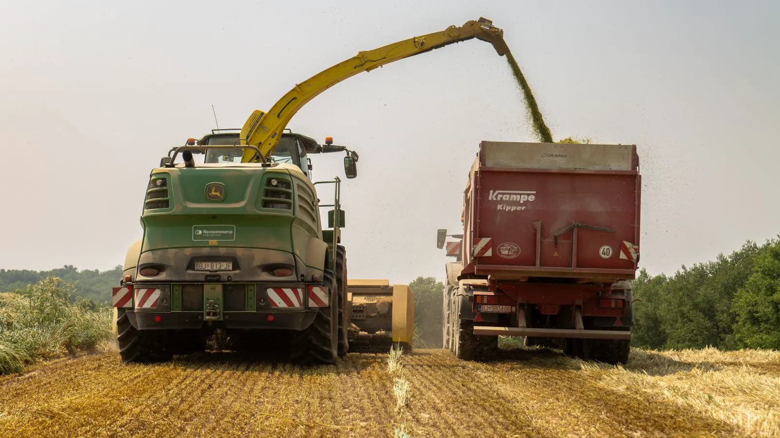 A close-up view of a new harvester cutting blade mounted on a frame.
