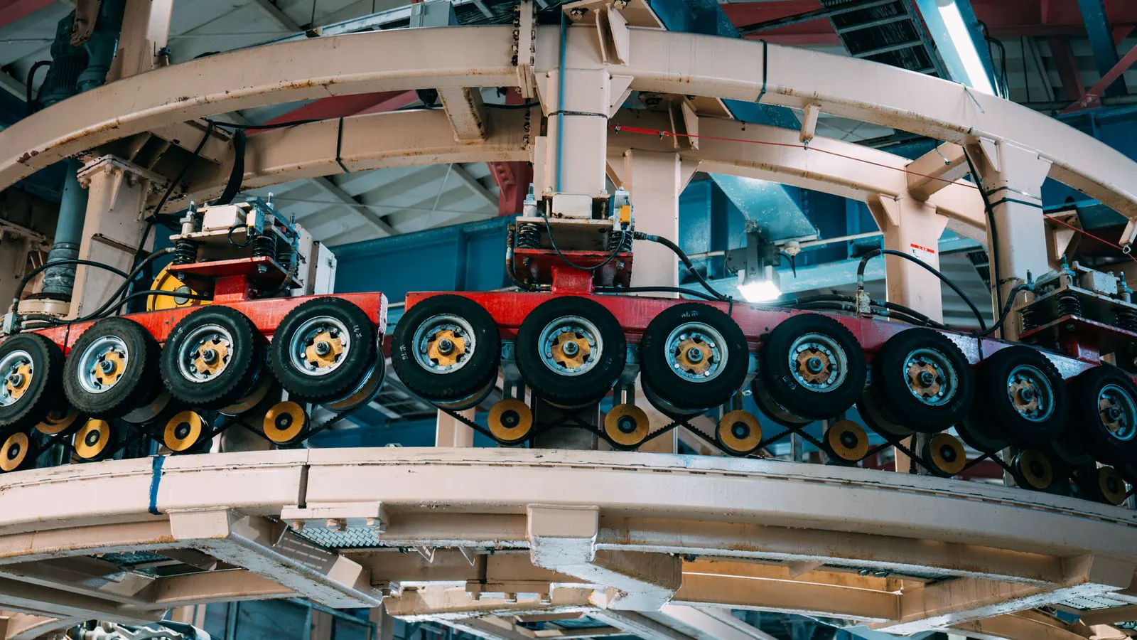 steel roller conveyor section in a distribution center