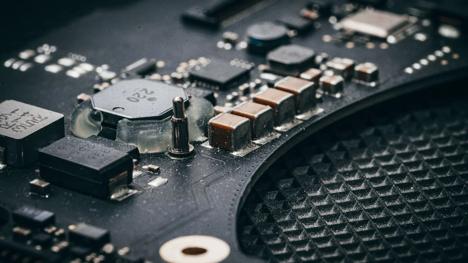 close up of metal film resistors on a circuit board