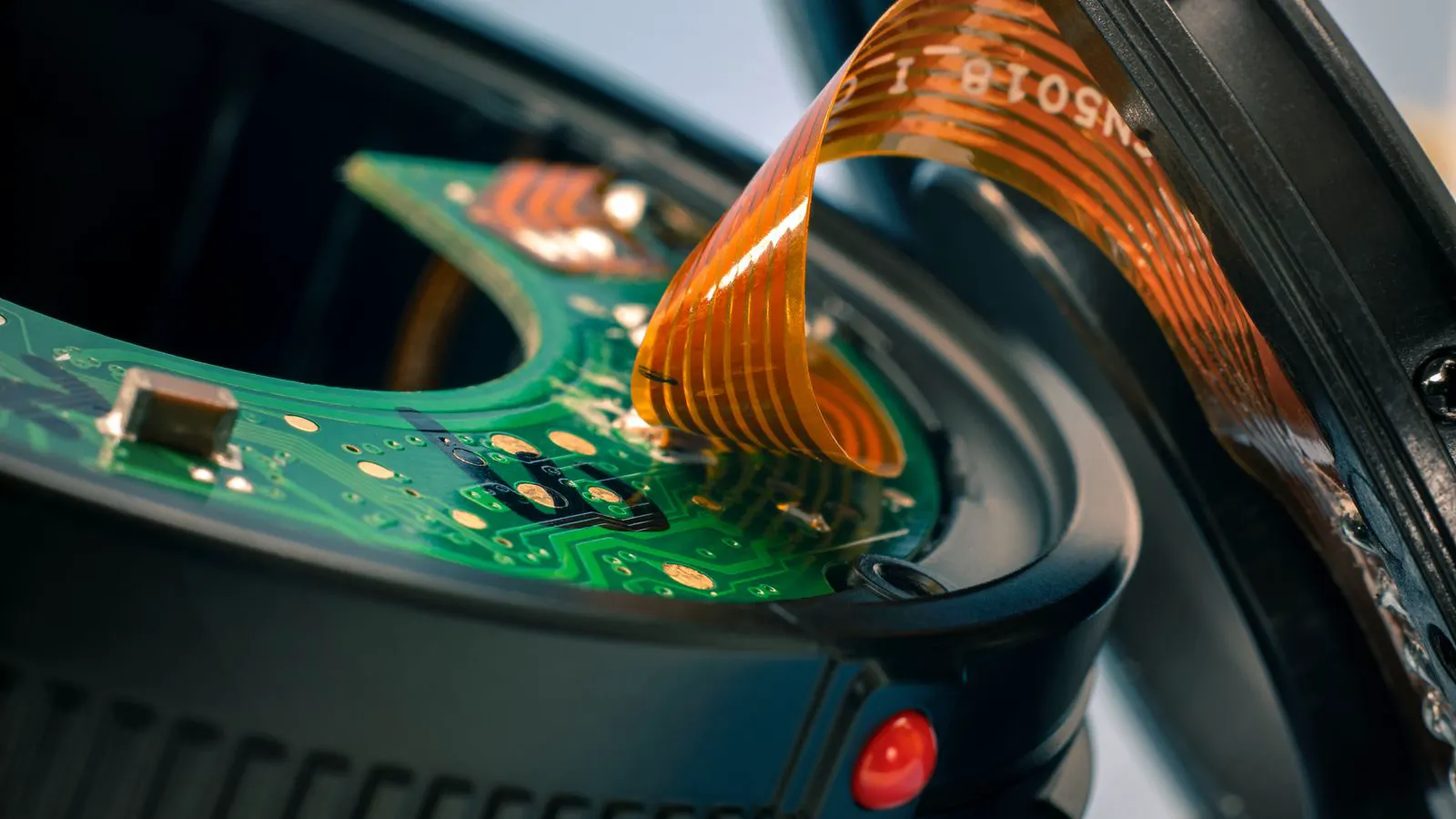 Technician inspecting a wire harness certification label