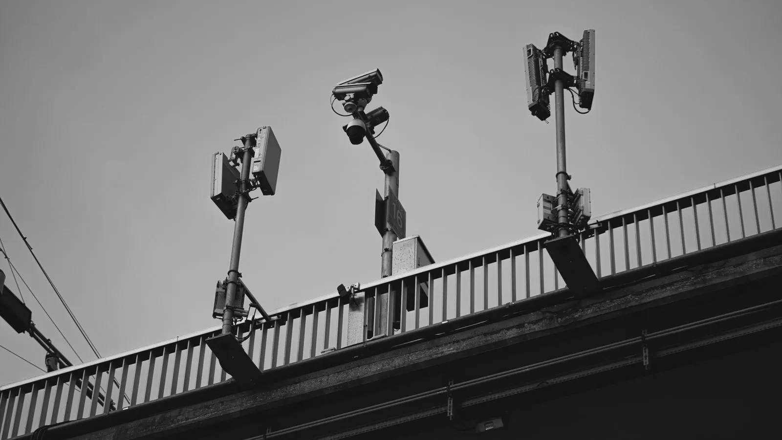 Rack-mounted network cameras connected with patch cables