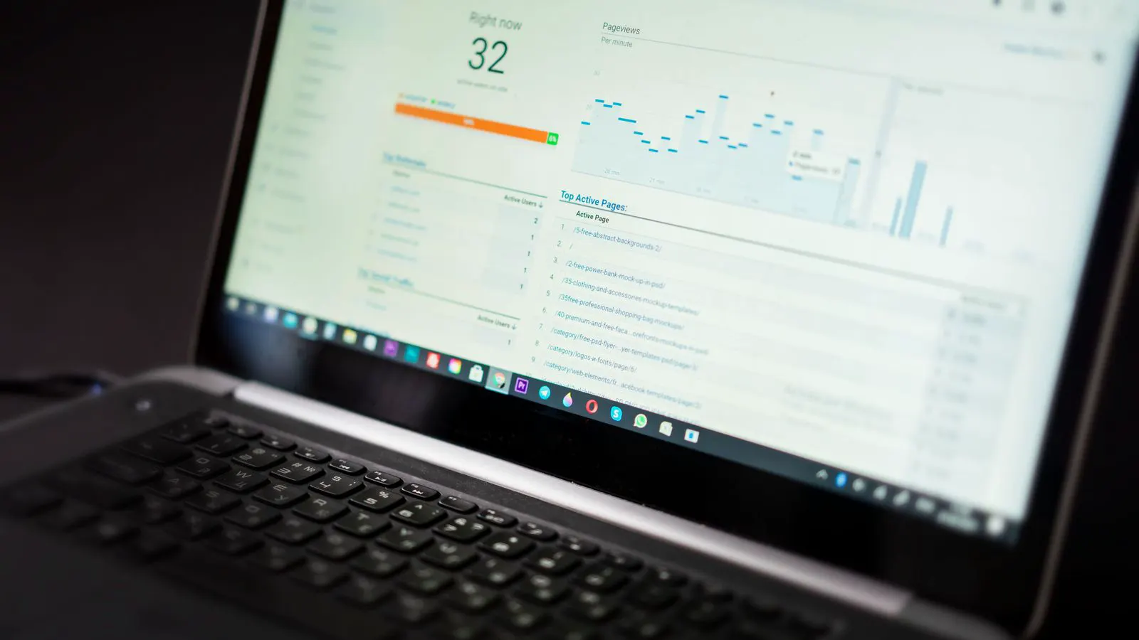 A laptop screen showing inverter performance metrics and energy data charts.