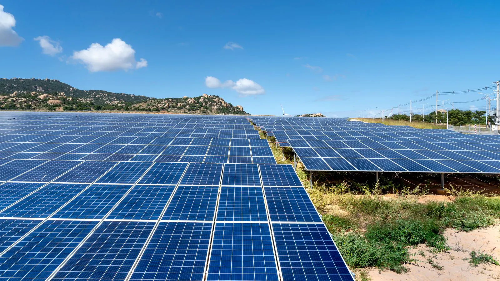 A solar ground mount array on a coastal site with high wind loads
