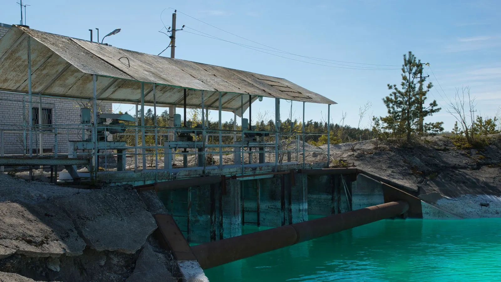 UV lamps and chemical dosing units in a water plant