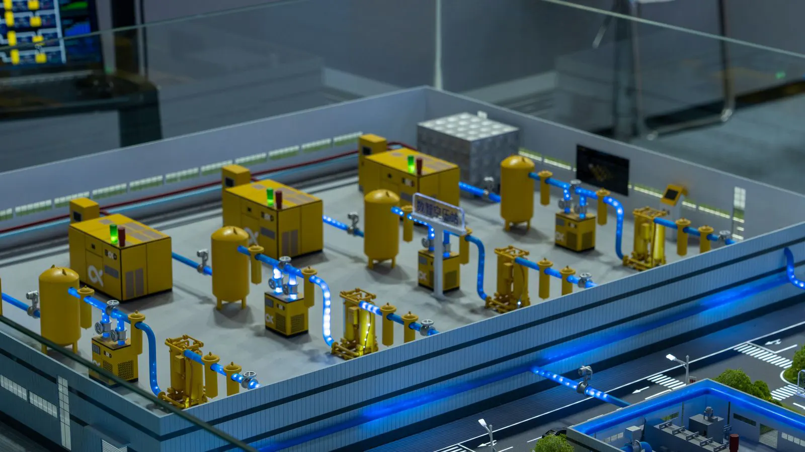 A close-up view of metal filter cartridges in an industrial filtration unit.