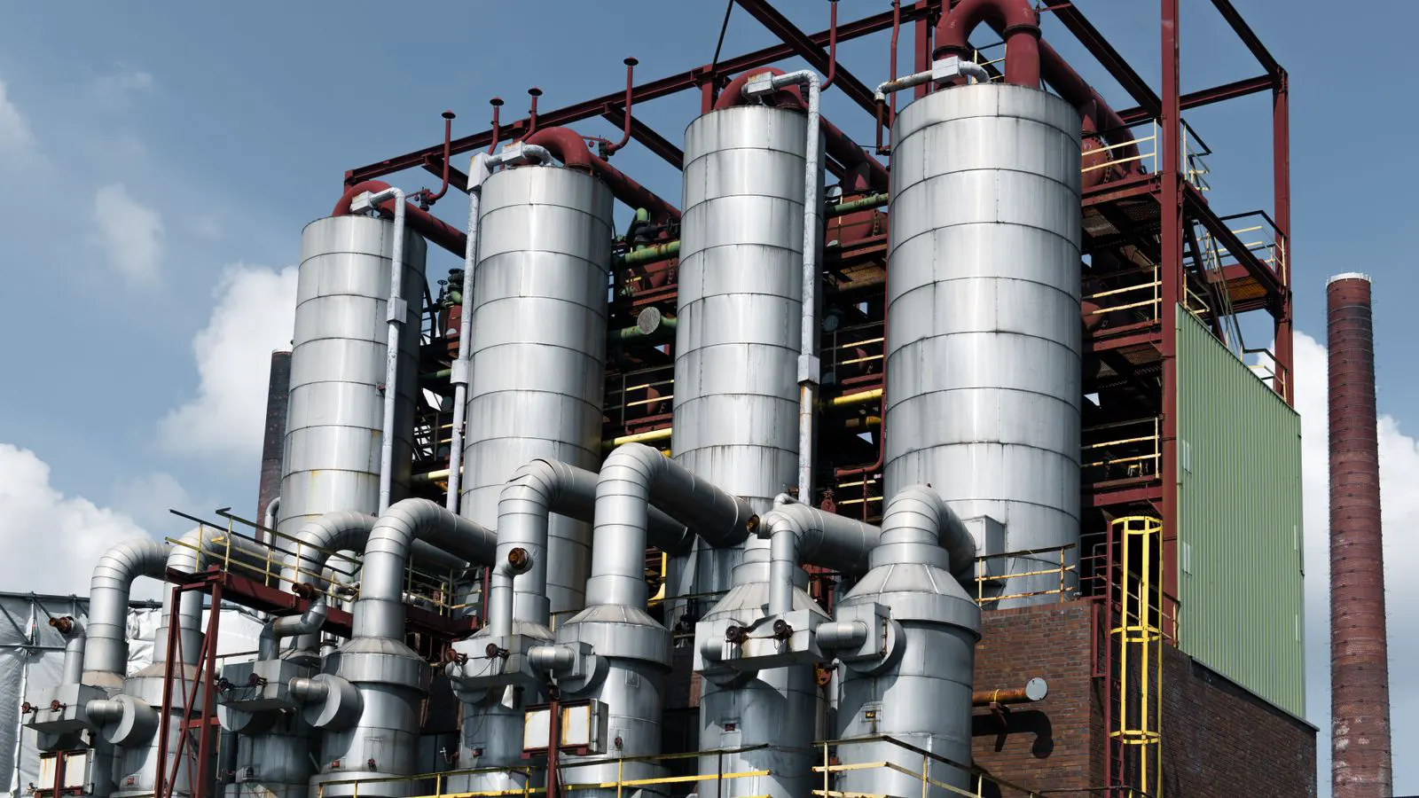 Close up view of an industrial heat exchanger shell