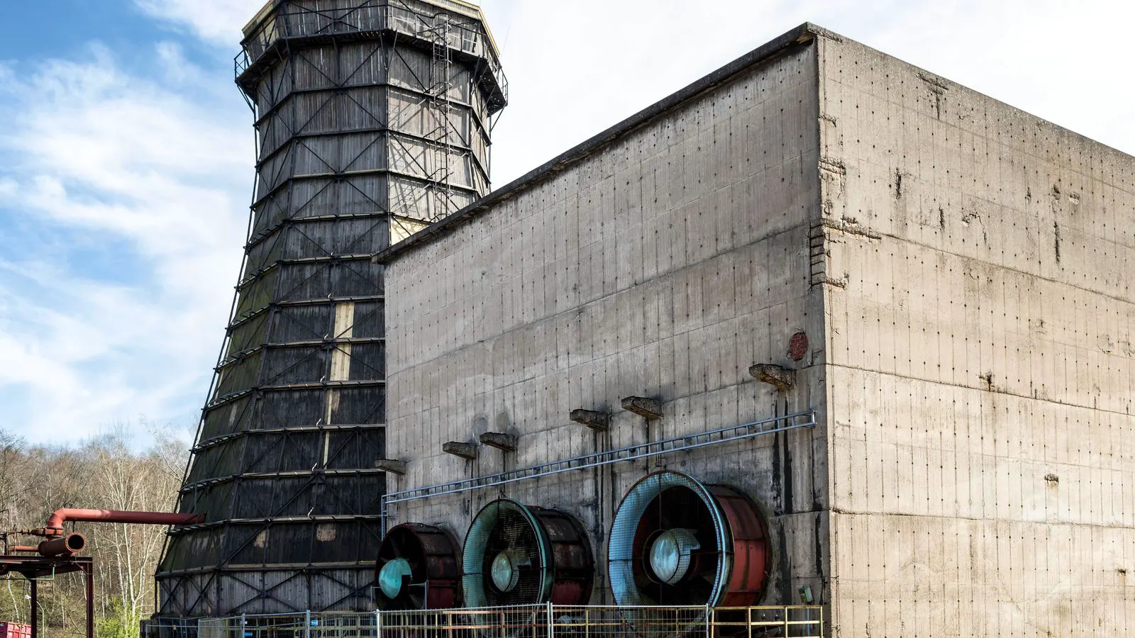 A large industrial air cooled heat exchanger with fins