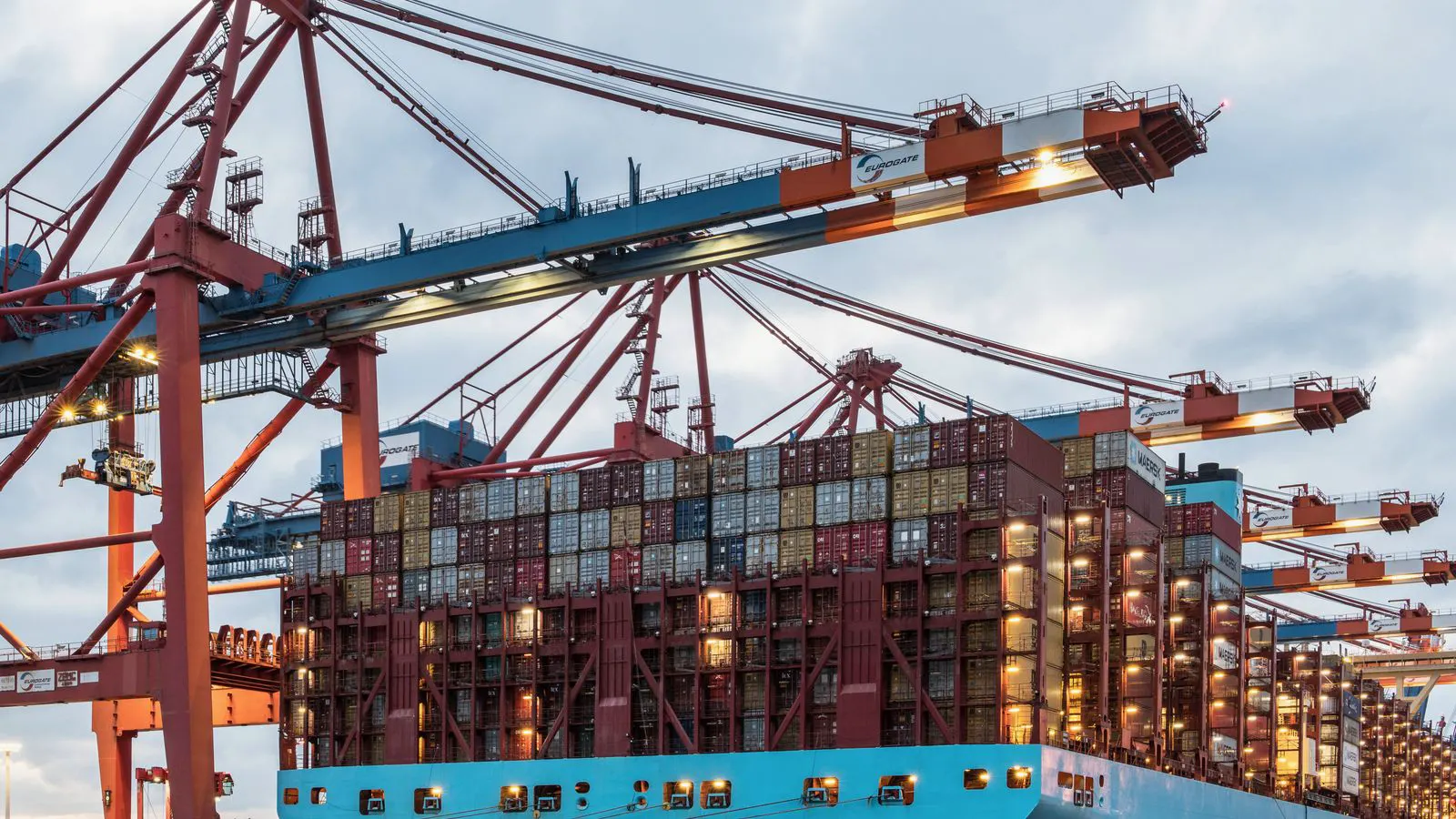 Stacked shipping containers on a port terminal