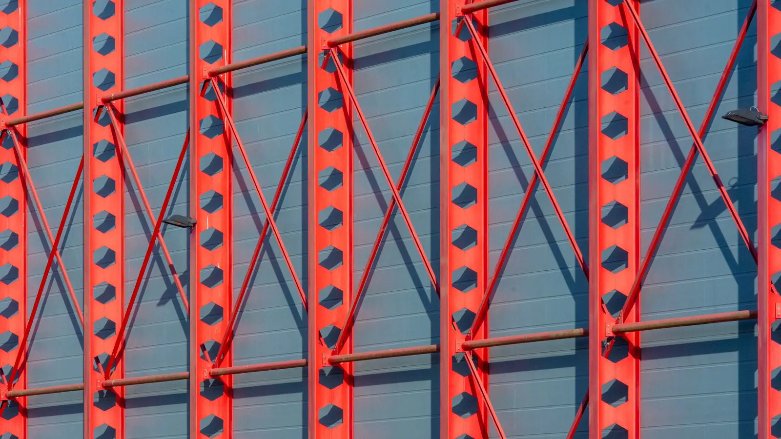 Close up of a steel beam covered in protective industrial coating