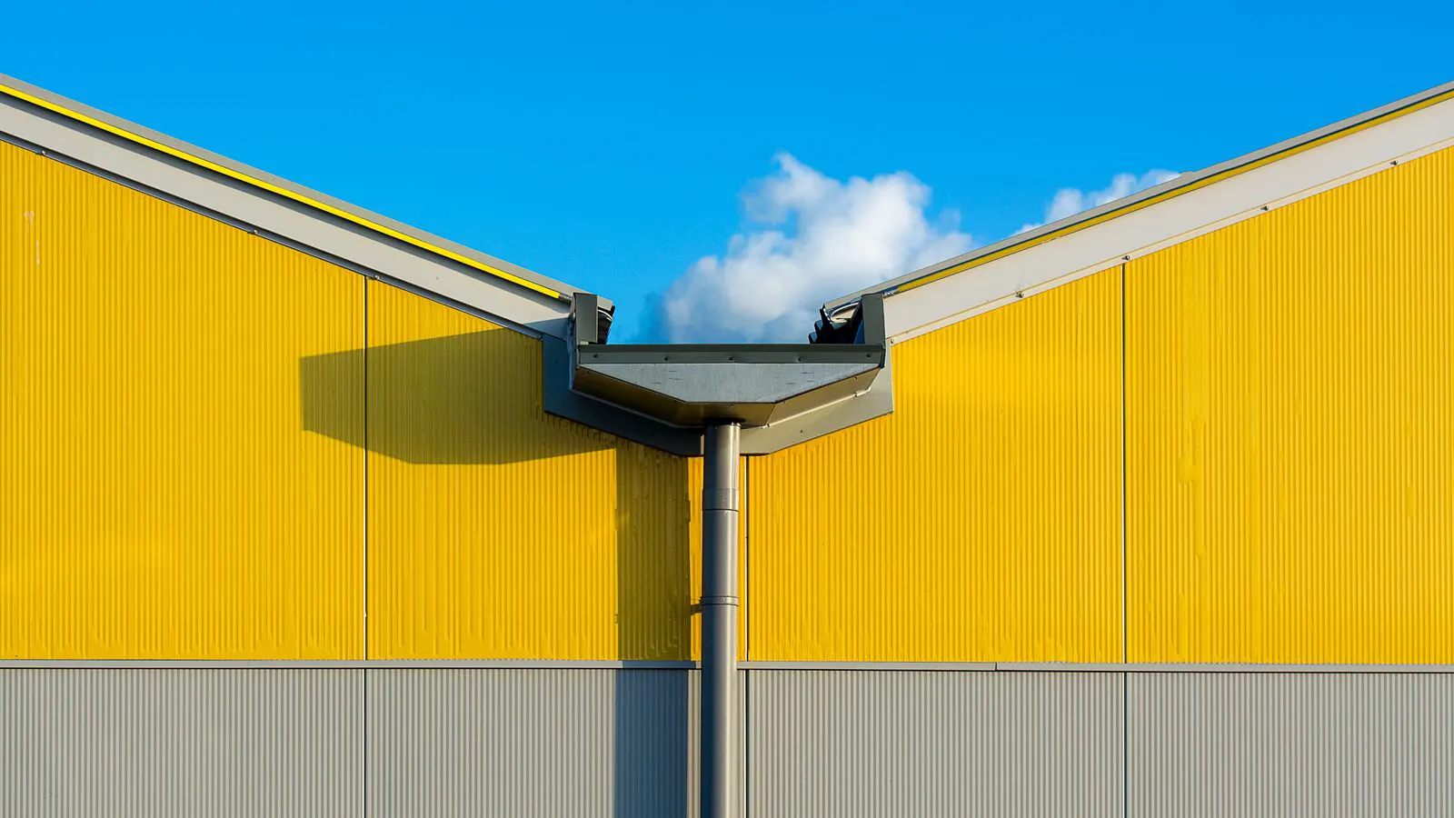 Steel columns and beams of a modern industrial building exterior