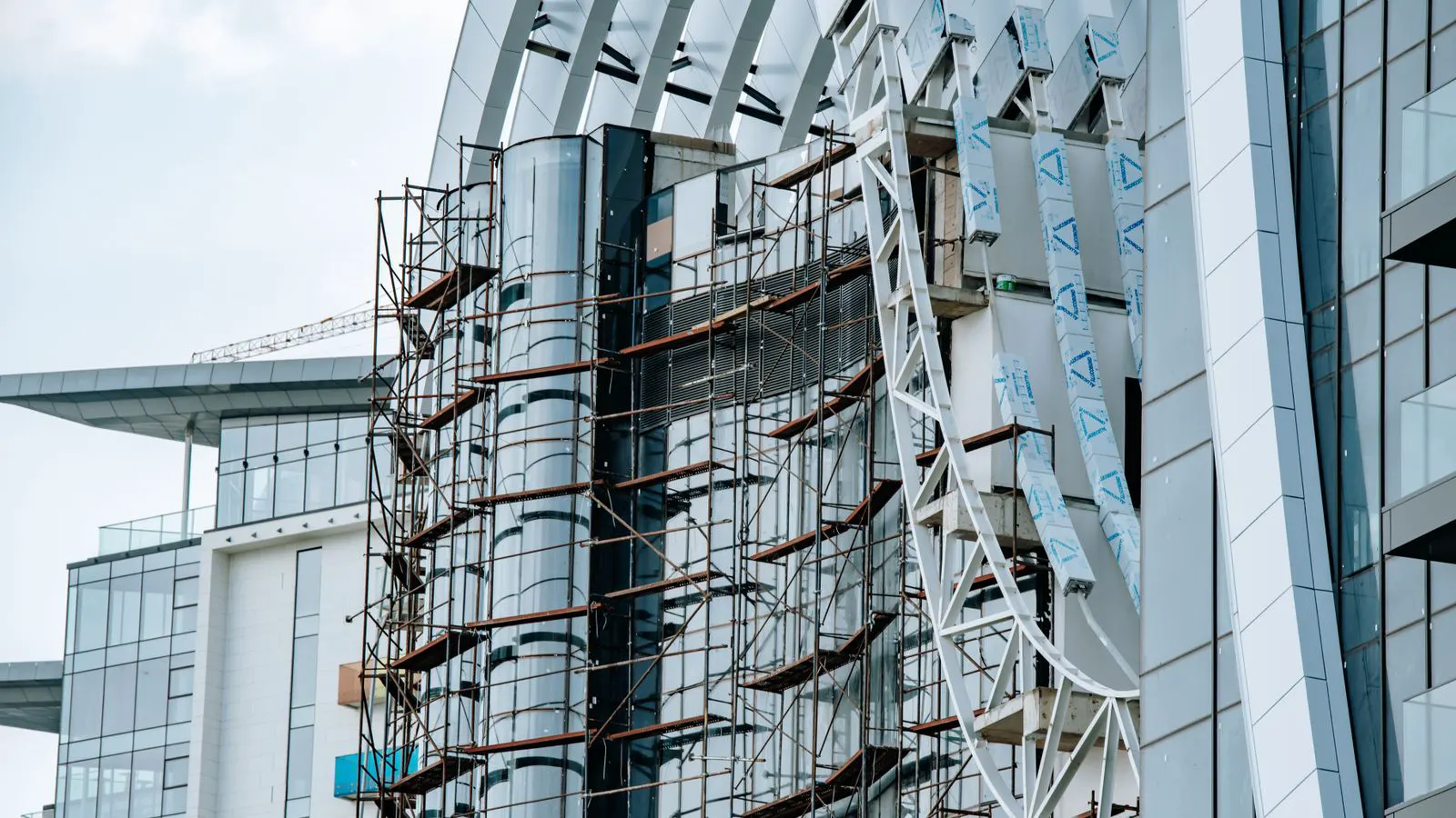 Prefabricated building modules sitting on a prepared site