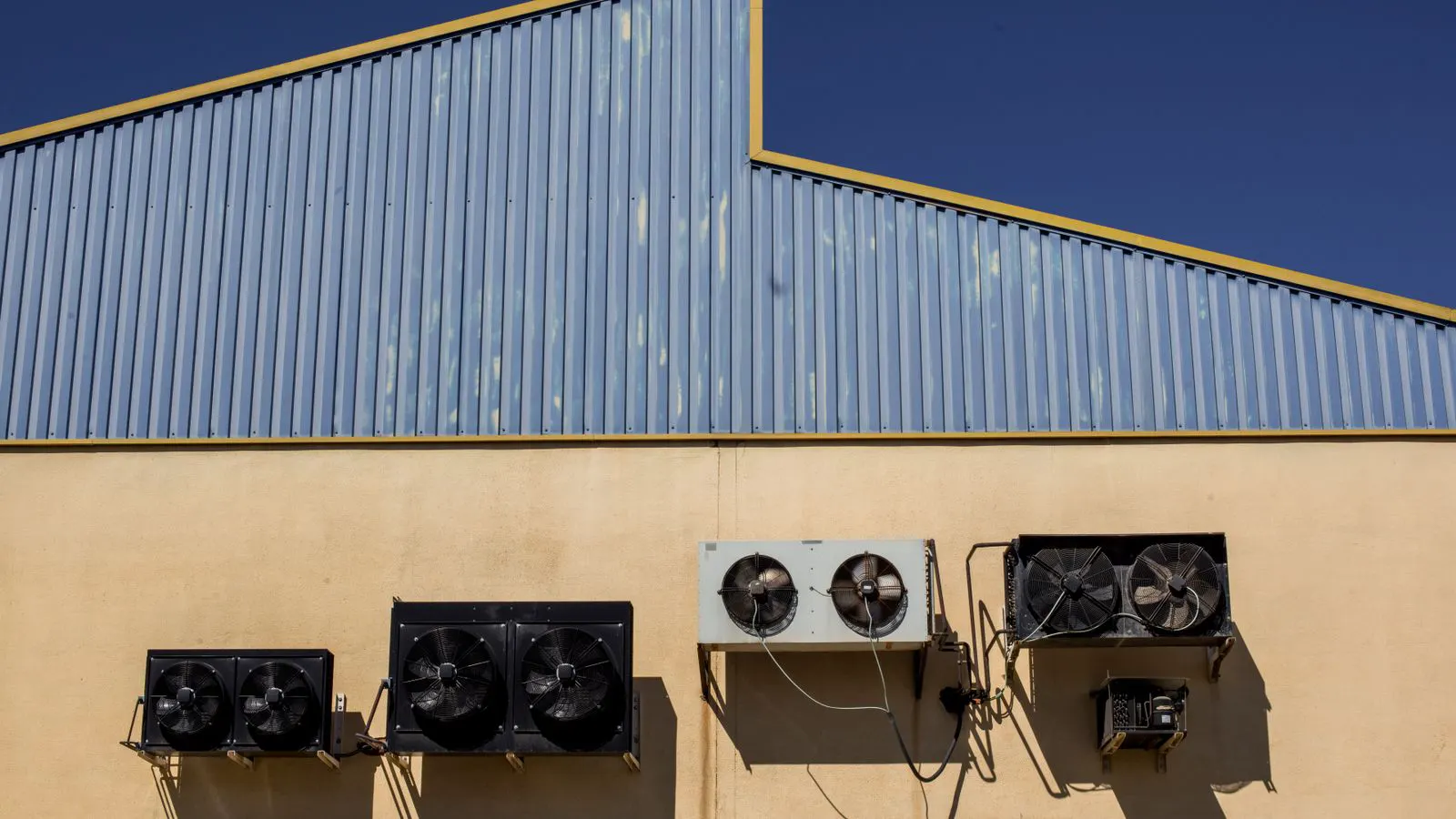 Large commercial air handling unit in a mechanical room