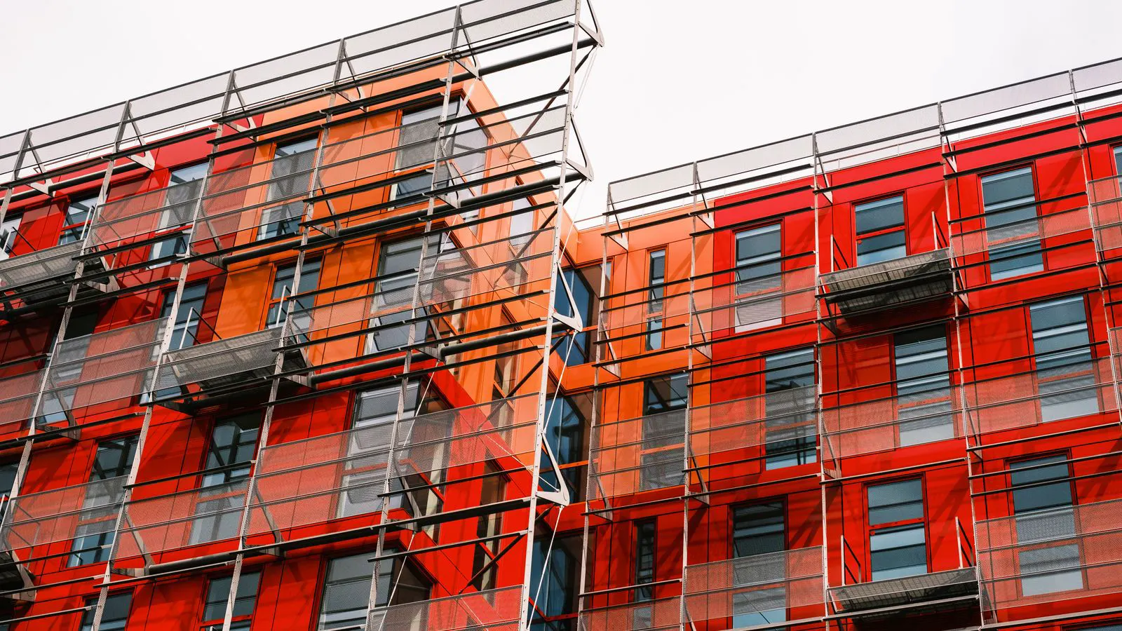 Steel formwork panels stacked on a construction site