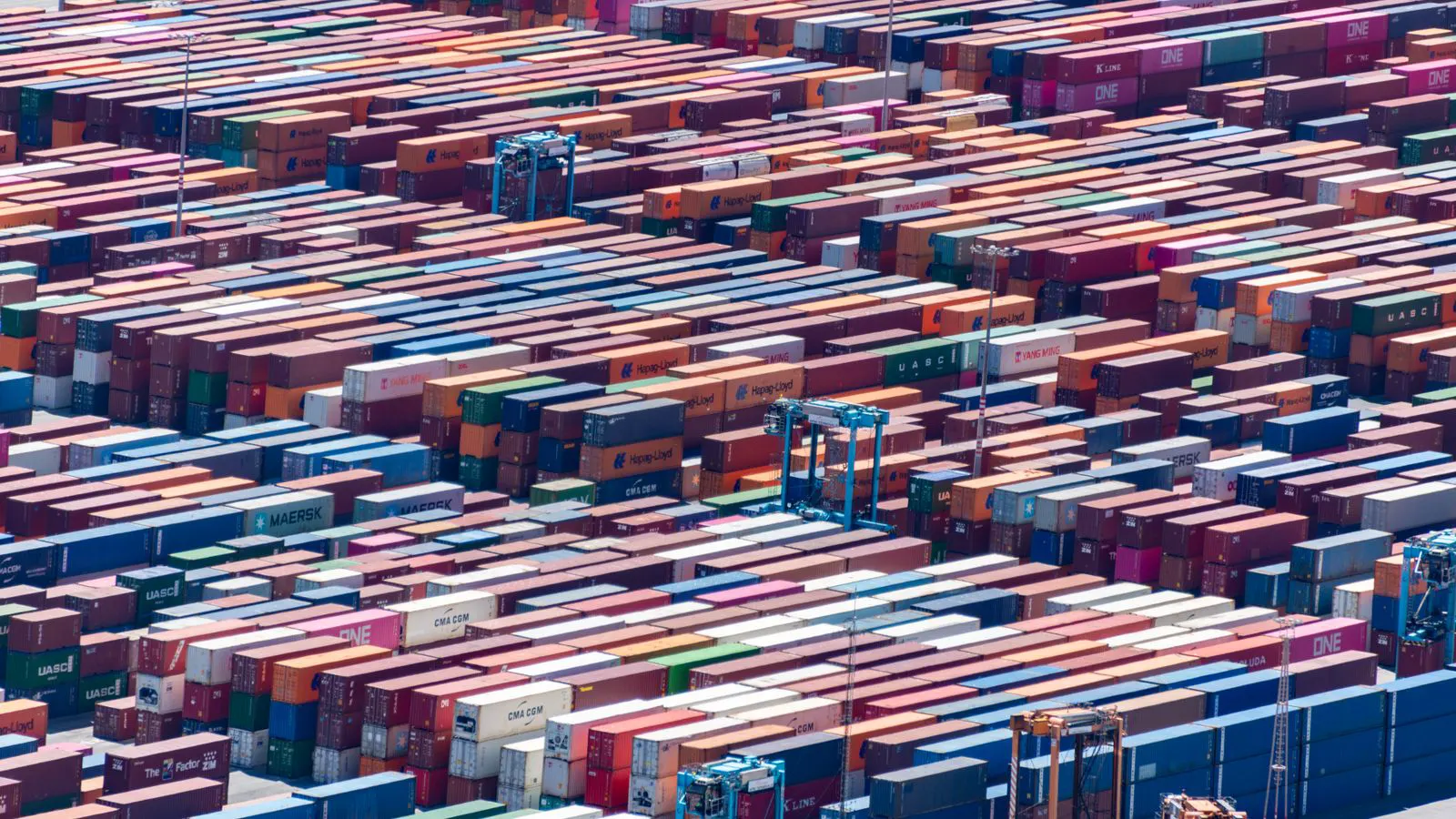 Stacked shipping containers at a container terminal