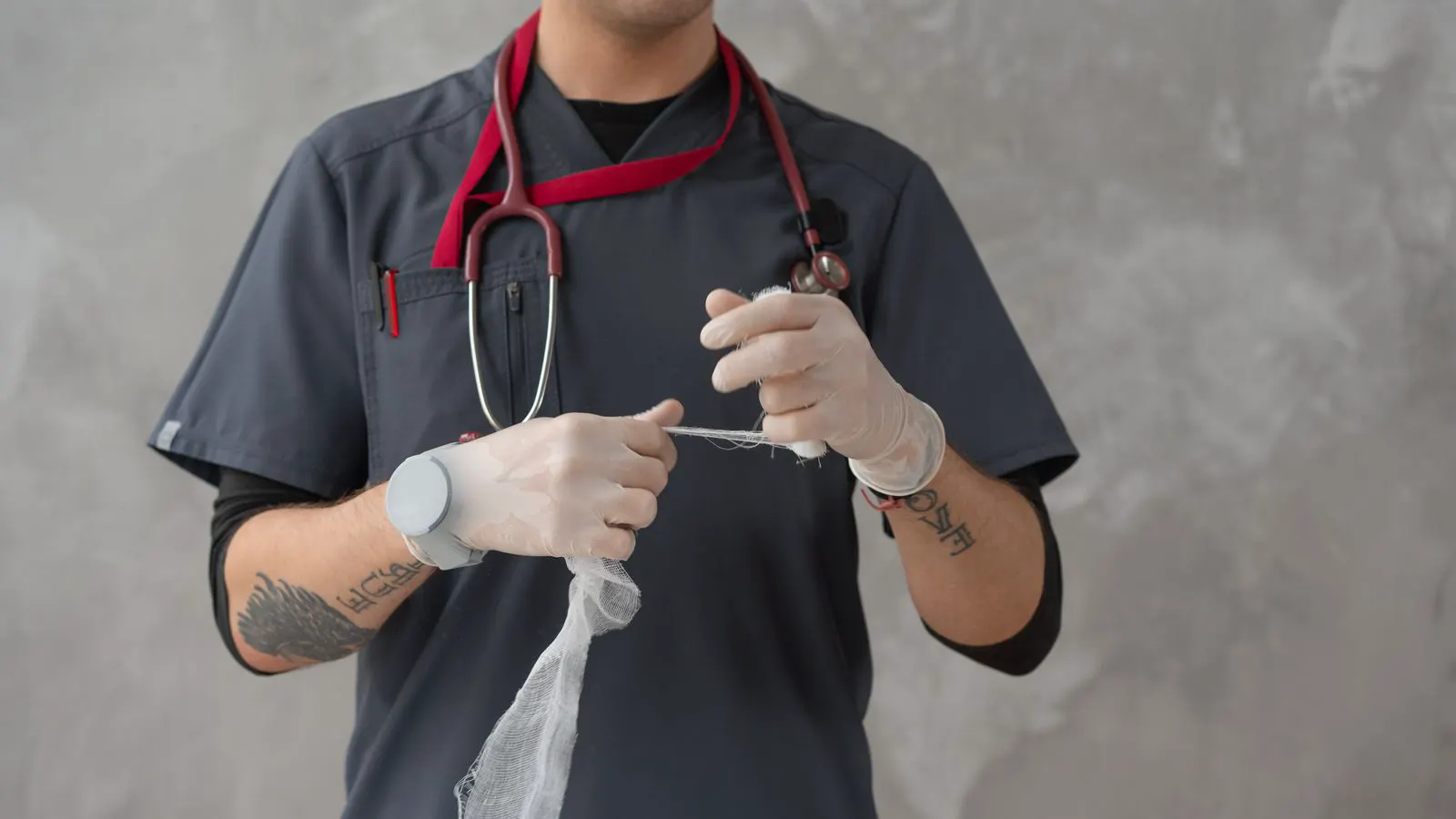 A sterile gauze pad placed over a small treated wound