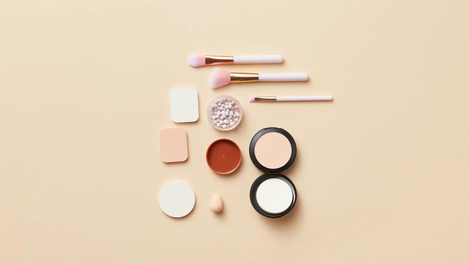 Close up of a makeup foundation swatch showing color and texture on skin