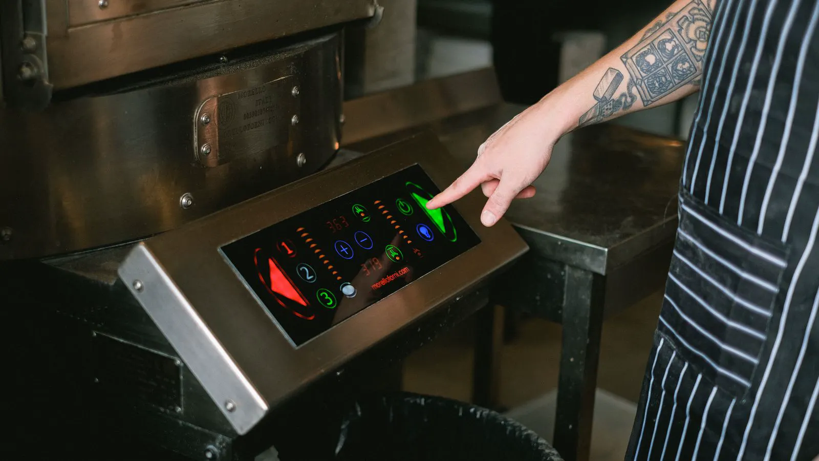 A close-up view of an air treatment control panel with multiple digital sensors and display screens.