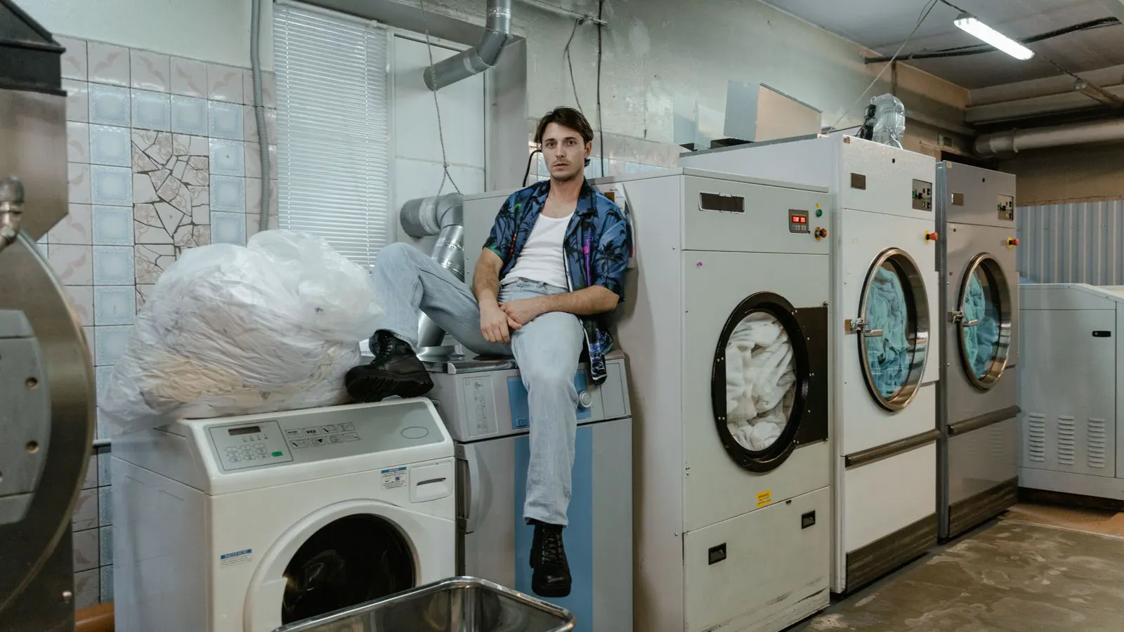 Two industrial air dryers standing in a workshop