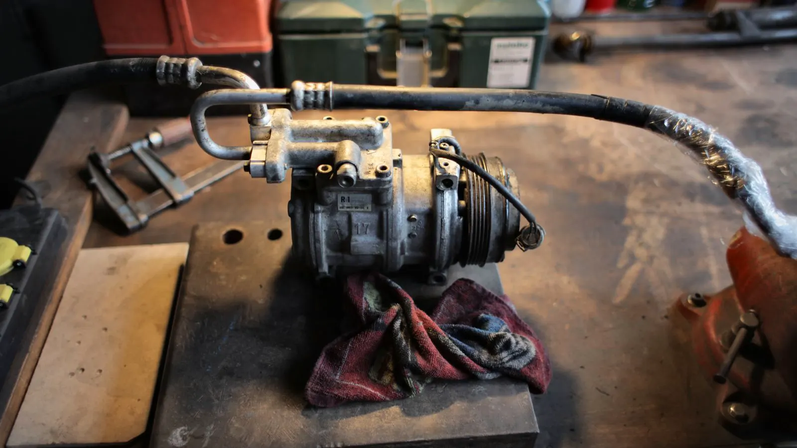 Industrial compressed air dryer installed in a plant