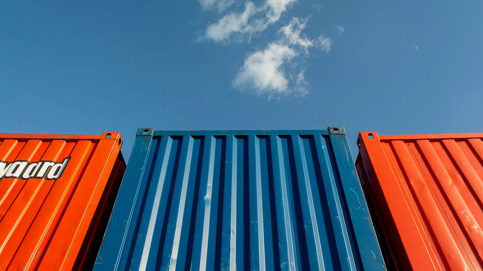 Large steel shipping container filled with compressed air equipment