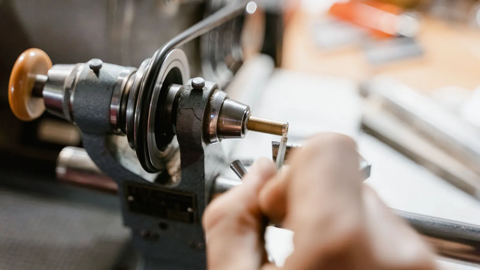 Used CNC spindle motor sitting on a workbench
