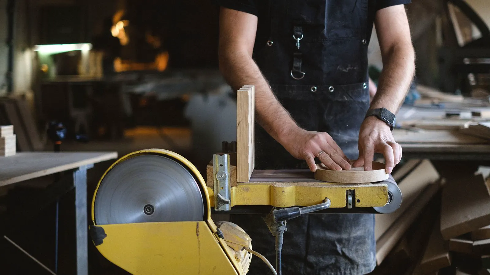 Close view of a cnc router spindle cutting a hardwood workpiece