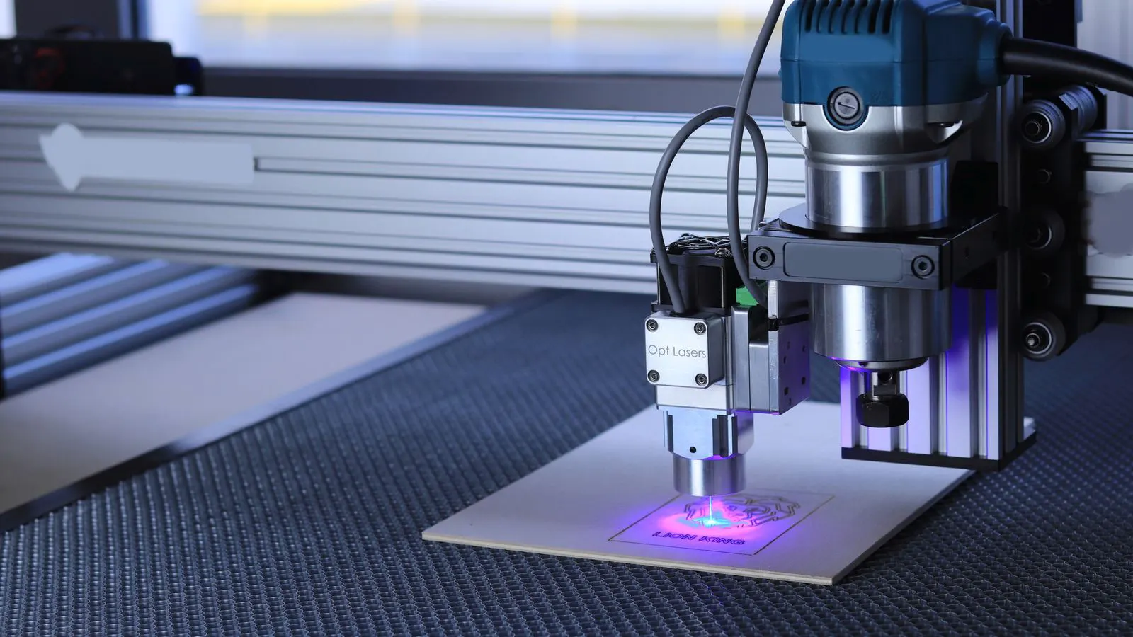 A CNC machine cutting a metal part during a machining process.