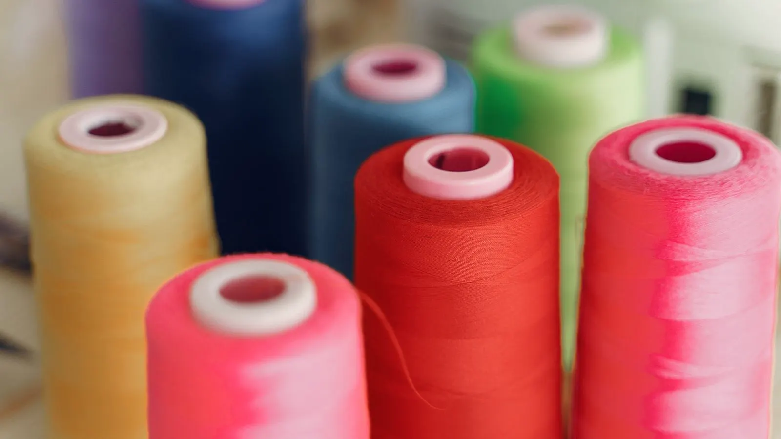 Close up of thread path on sewing machine