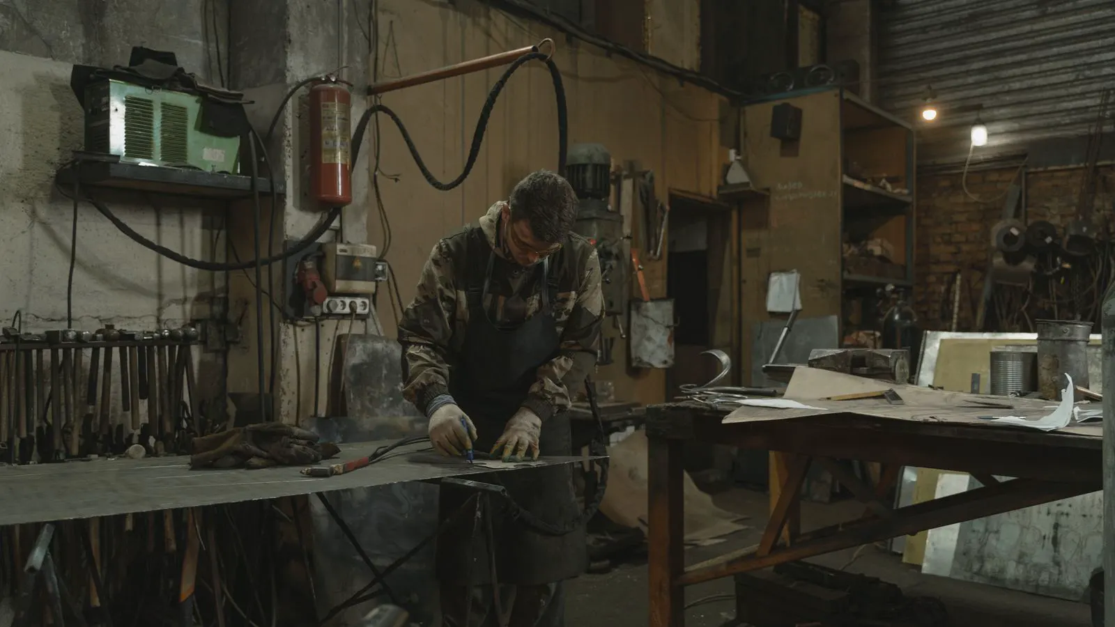 Technician using an ultrasonic probe on a metal forging part