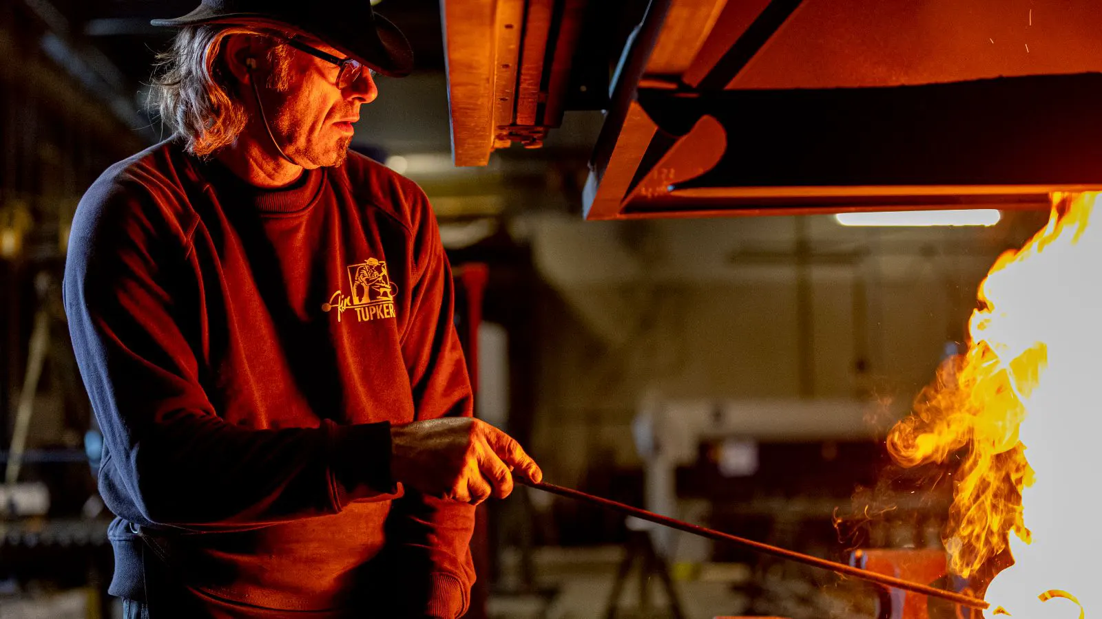 Industrial forging furnace heating metal components for post forging treatment